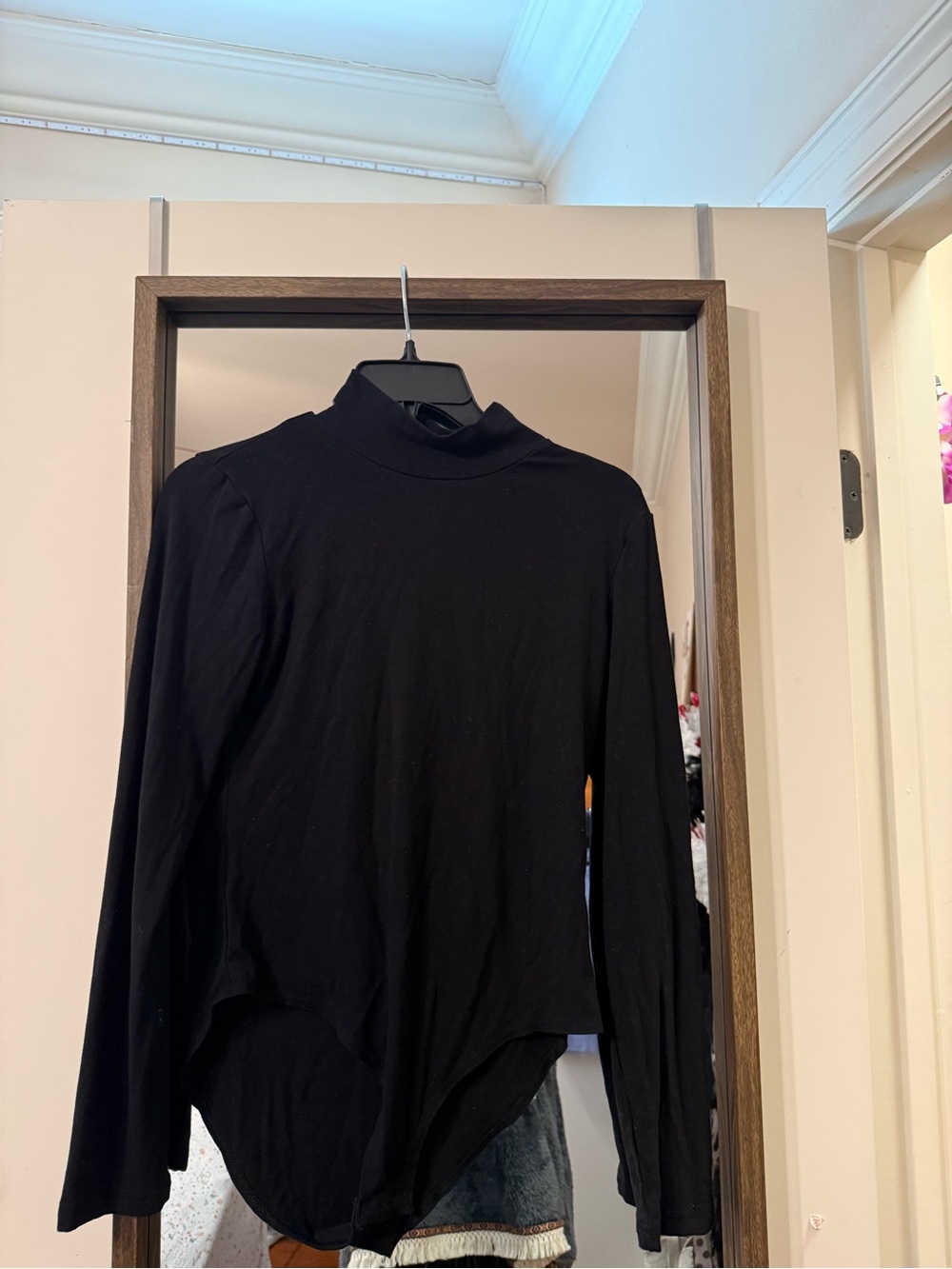 Black Mock Neck Long Sleeve Top